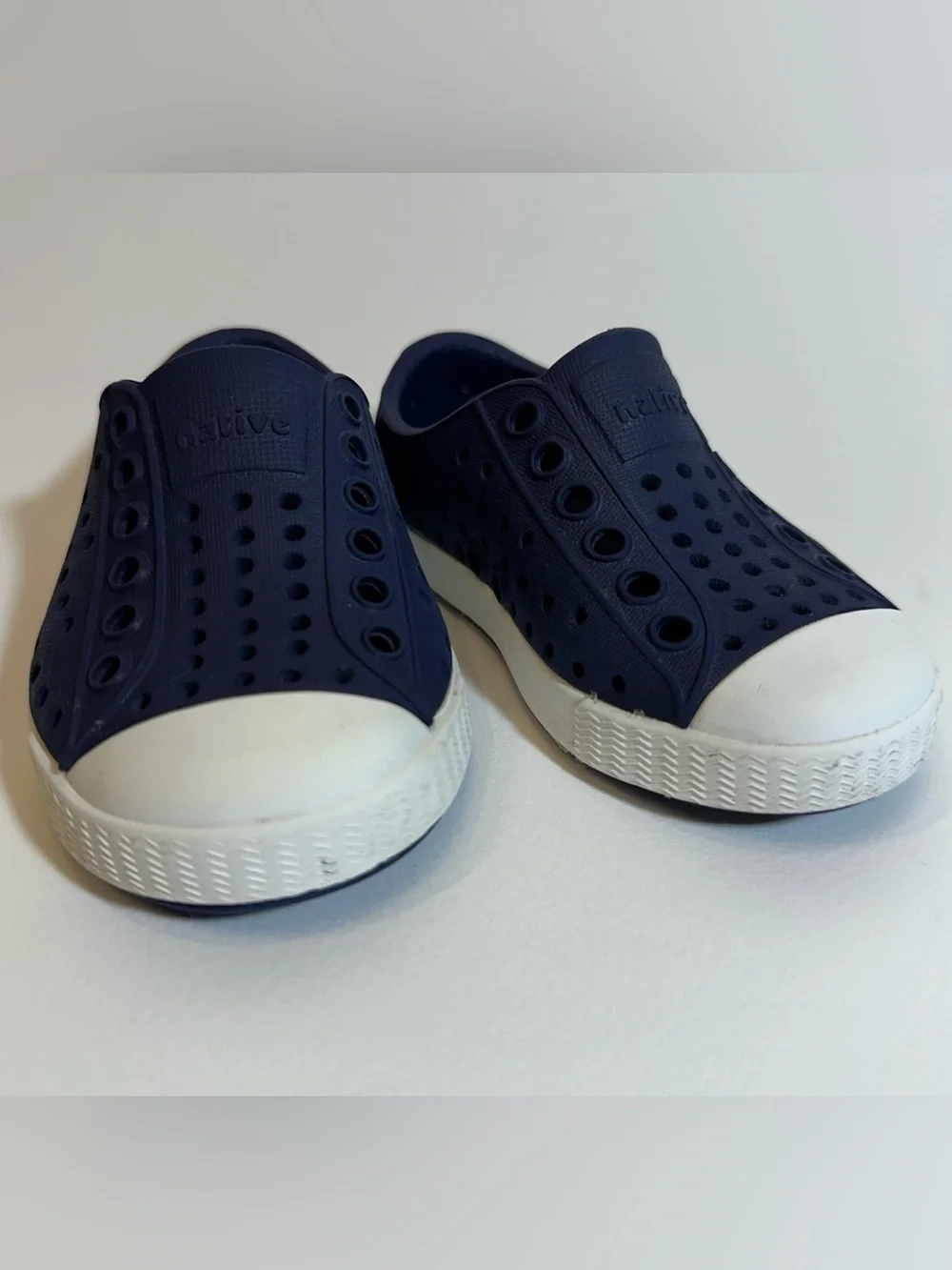 Native Kids Navy Blue Slip-On Water Shoes with White Toe